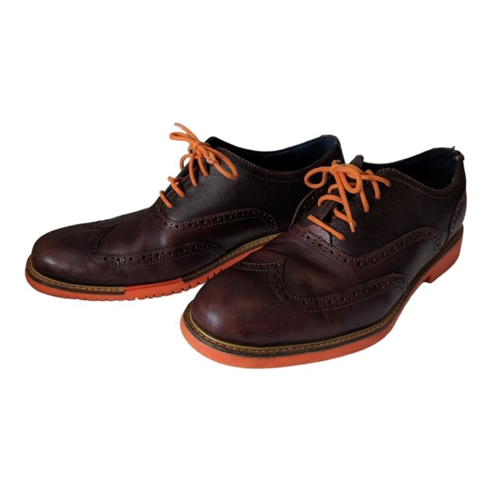 Cole Haan Great Jones Wing Tip Shoes Men’s Size 11M Brown Leather Orange C11235